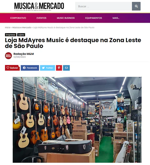 Reportagem sobre a MdAyres Music na revista Música & Mercado